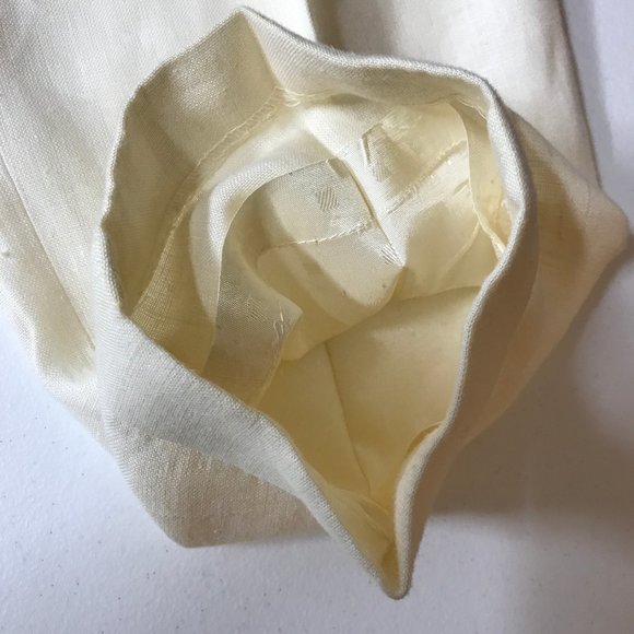 Vintage 100% Linen Pleated Cuffed Trousers 4 Pockets Belt Loops Lined Size 14 - Picture 13 of 16